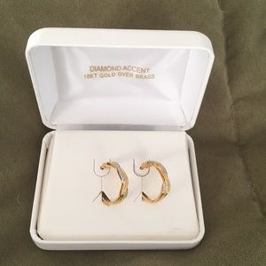 18KT Gold Diamond accent hoop earrings